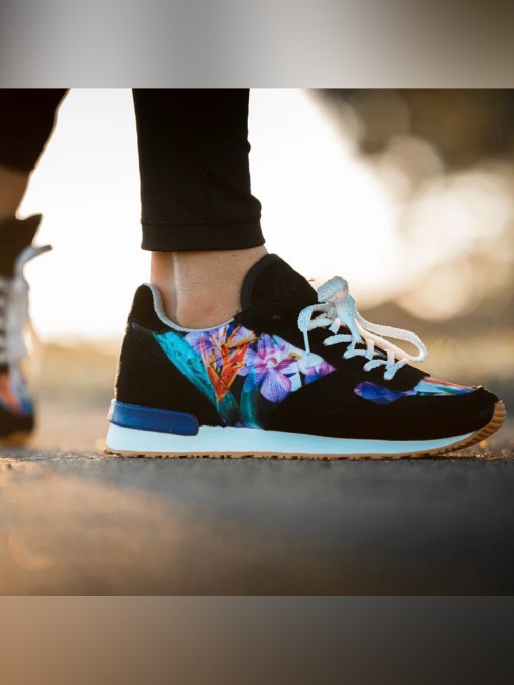 inkkas Women’s Black Caladium Jogger with Tropical Accent